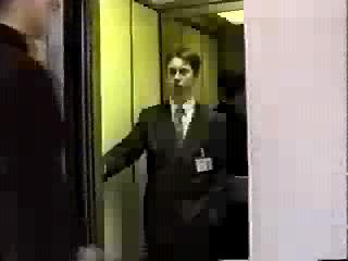 The anachist enters the lift